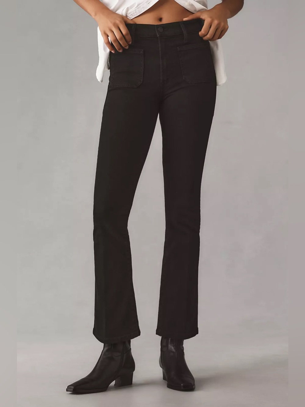 Mother Patch Pocket The Insider Ankle Jeans in Pitch Black 26